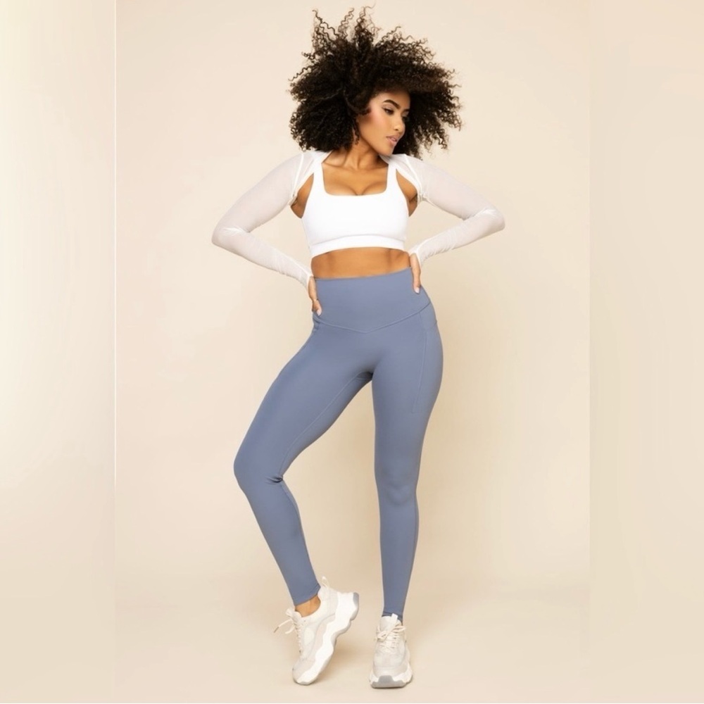 Popflex Supersculpt™ Leggings with Pockets 27” Blue Mist size M